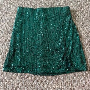 Art Class Green Sequin Mini Skirt